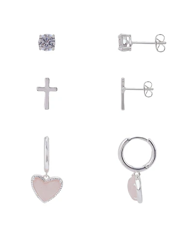Unwritten Silver-Tone 3-Pc. Set Cubic Zirconia Earrings