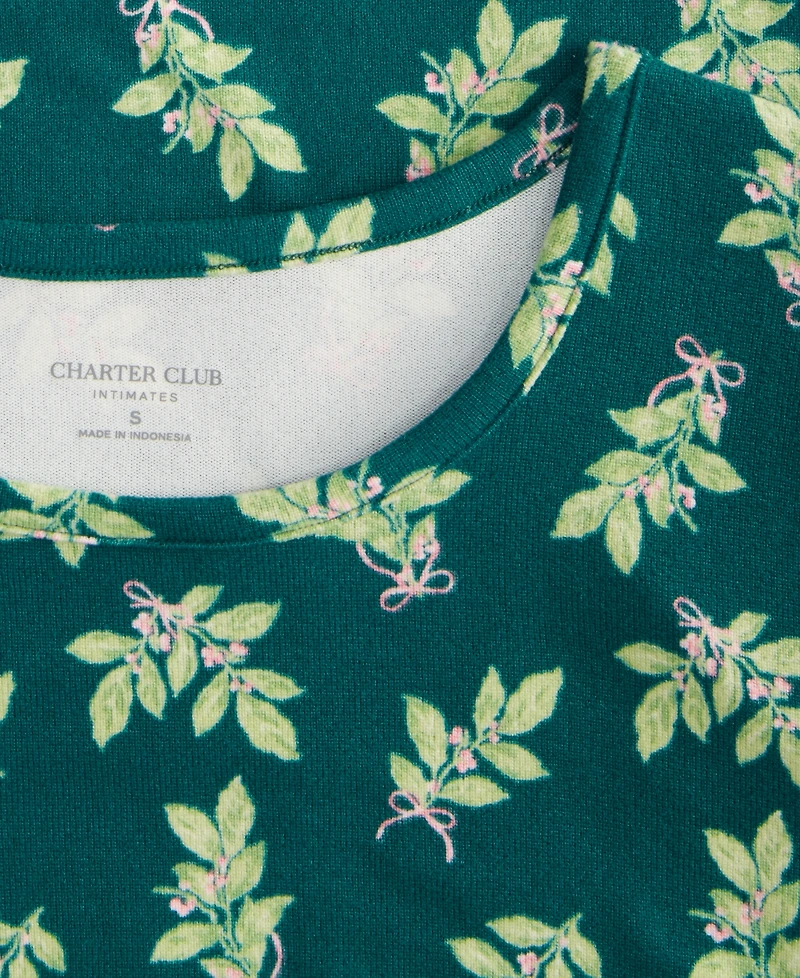 Charter Club Women's Jersey Printed Long Sleeve Sleepshirt