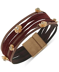 lonna & lilly Crystal Flower Leather & Suede Multi-Row Flex Bracelet