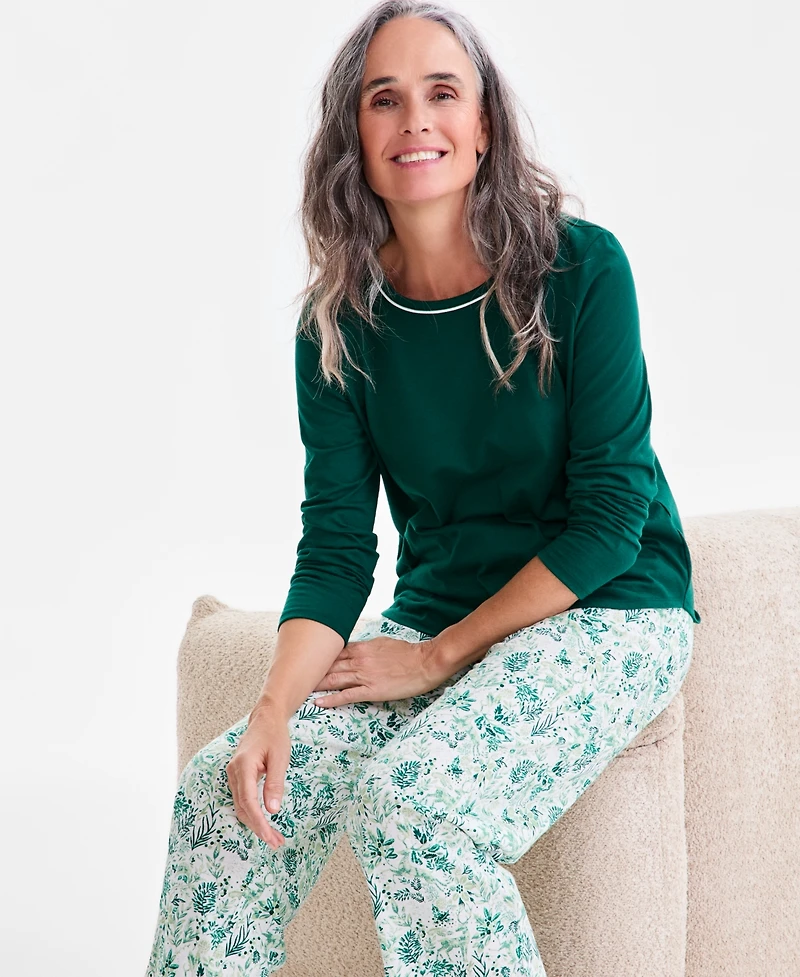 Charter Club Women's Long-Sleeve Jersey Pajama Set