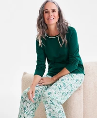 Charter Club Women's Long-Sleeve Jersey Pajama Set