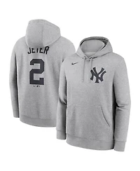 Nike Men's Derek Jeter Heather Gray New York Yankees Player Name Number Club Fleece Pullover Hoodie