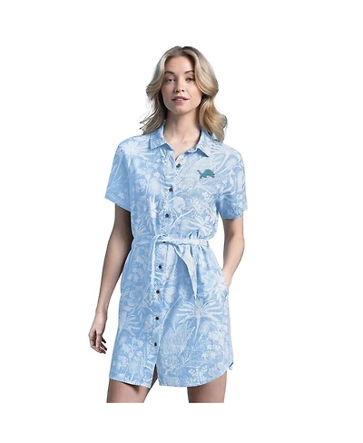 Margaritaville Women's Blue Detroit Lions Palm Linen Dress
