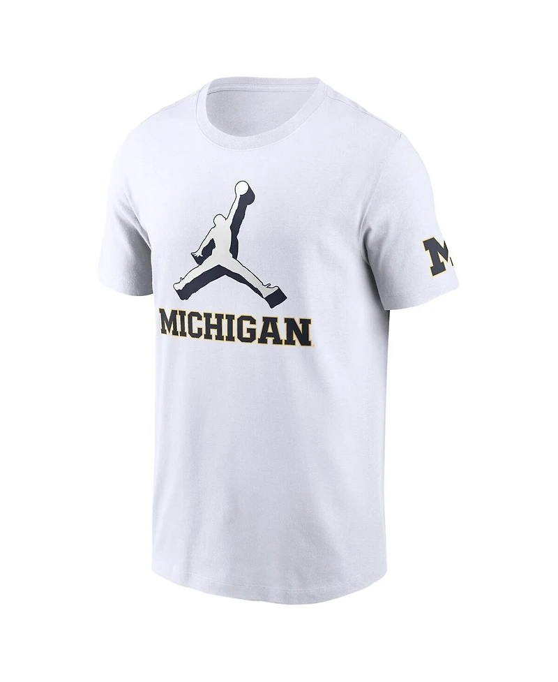 Jordan Men's White Michigan Wolverines Primetime 2-Hit Swoosh T-Shirt