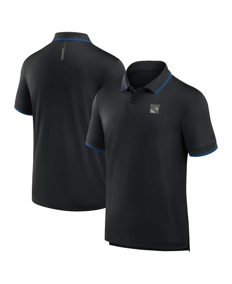 Fanatics Men's Black New York Rangers Front Office Move Mono Polo Shirt