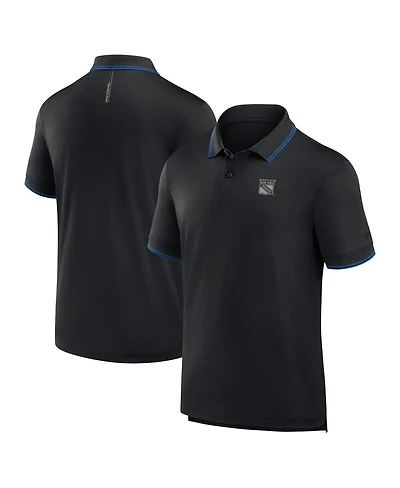 Fanatics Men's Black New York Rangers Front Office Move Mono Polo Shirt