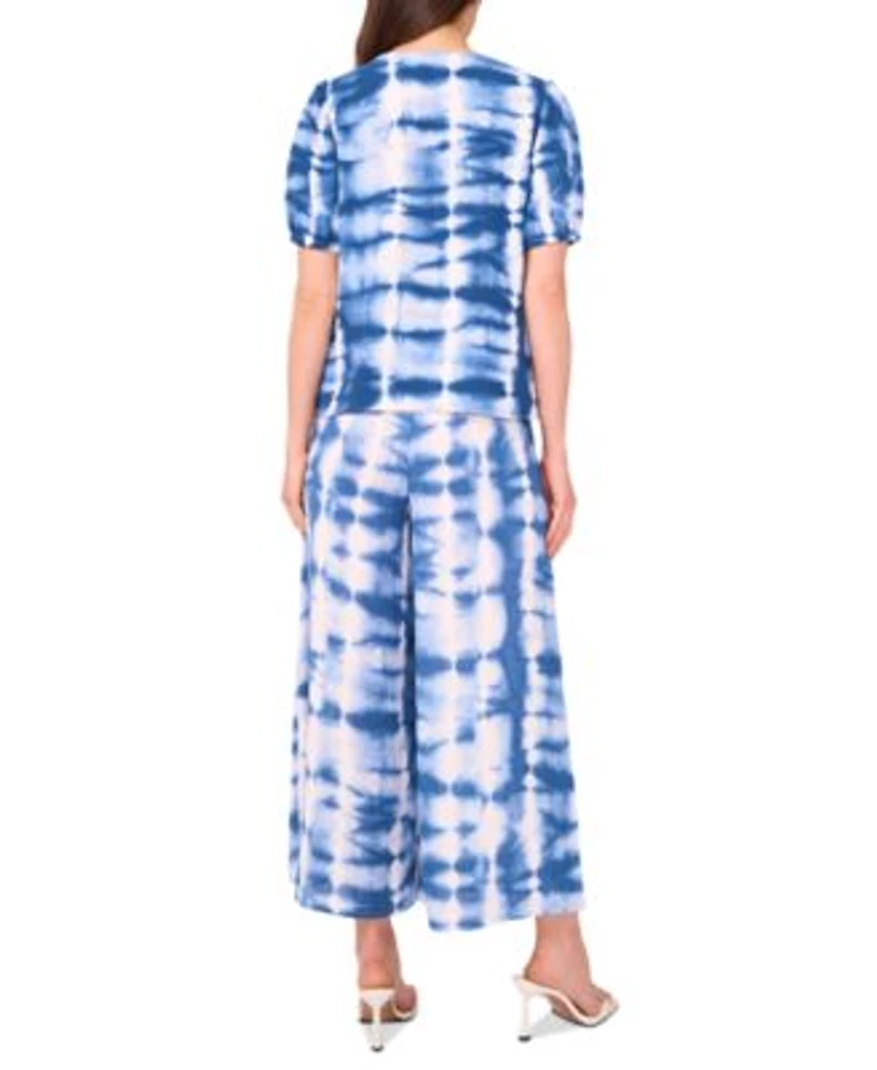 Sam Jess Womens Tie Dyed Tie Front Top Pull On Pants