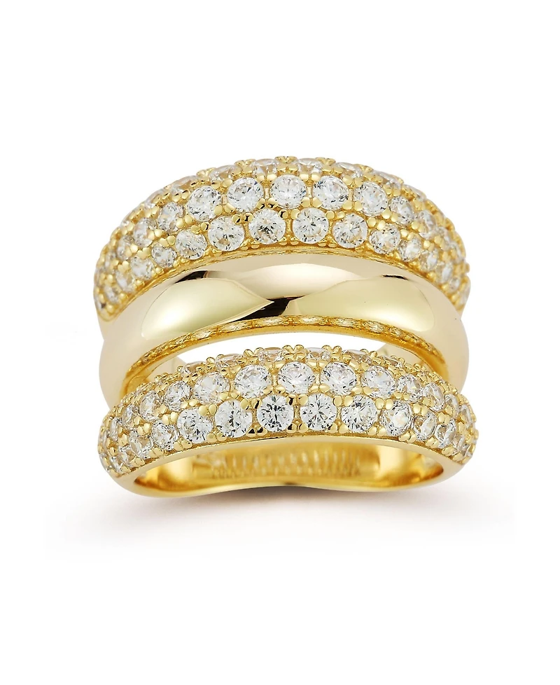 Rachel Zoe 14k Gold Plated Sterling Silver Triple Dome Ring