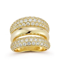 Rachel Zoe 14k Gold Plated Sterling Silver Triple Dome Ring