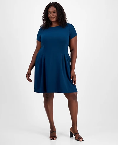 Connected Plus Pleated Fit & Flare Dress