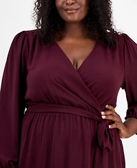 Connected Plus Tie-Front Wrap Maxi Dress
