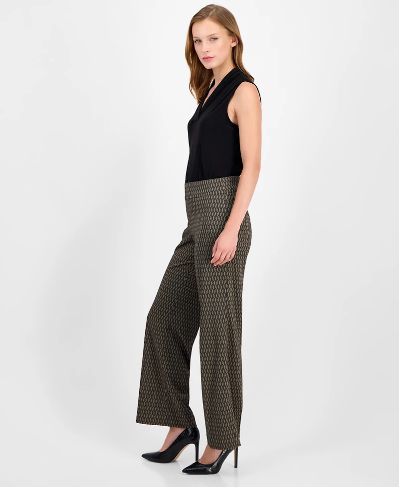 Anne Klein Women's High-Rise Wide-Leg Pull-On Pants