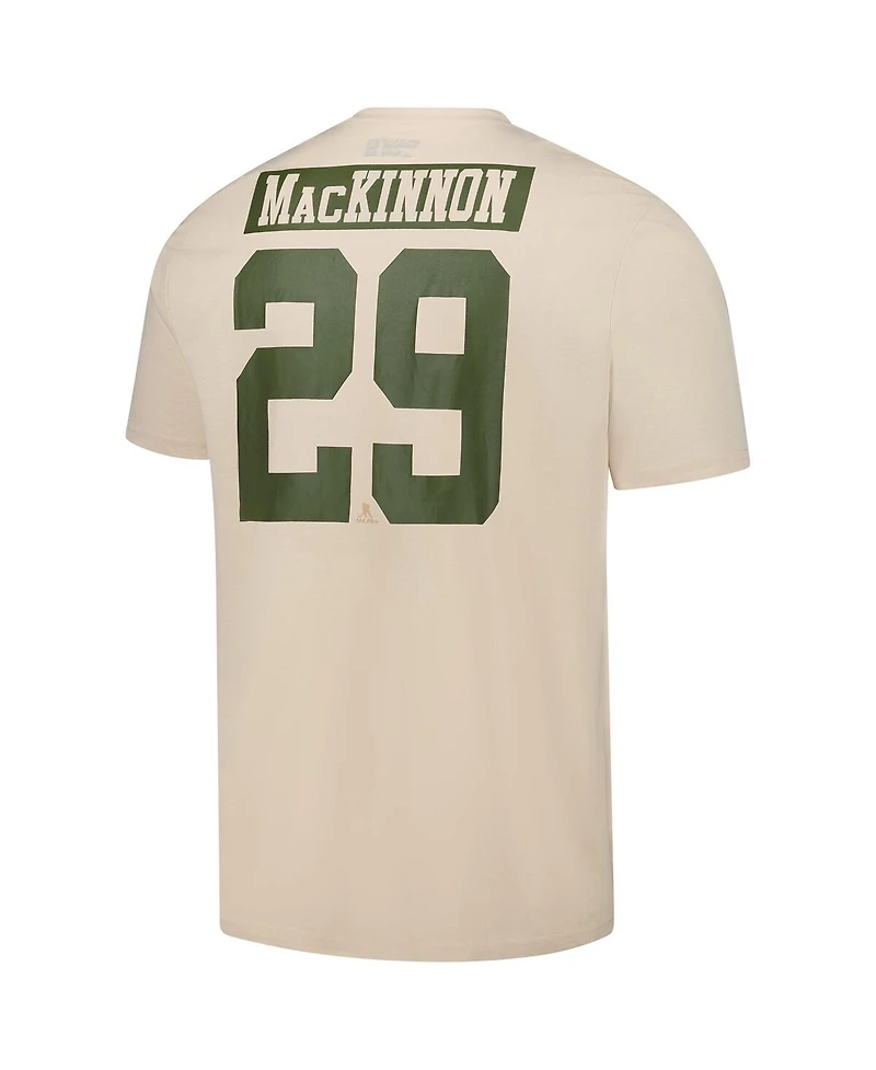 LevelWear Men's Nathan MacKinnon Khaki Colorado Avalanche 2024 Nhl Military Appreciation Richmond Delta Player Name Number T-Shirt