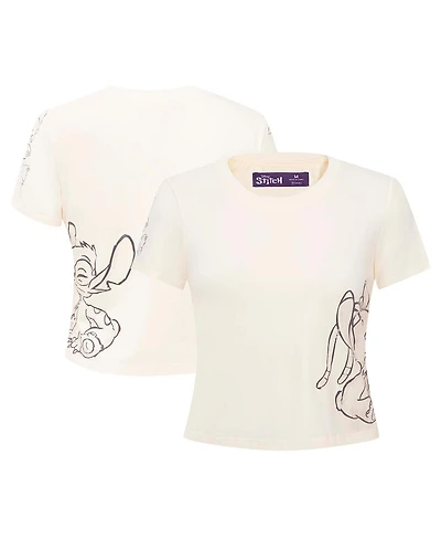 Freeze Max Women's Cream Lilo and Stitch Nose Kiss Baby Doll T-Shirt