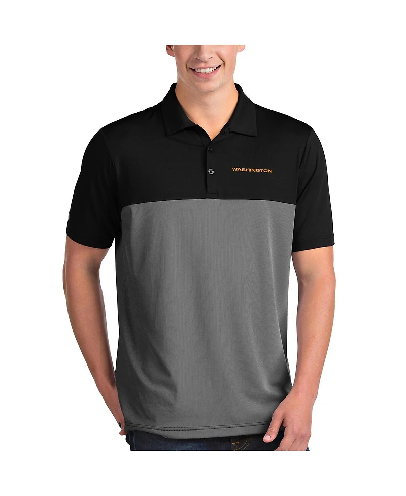 Antigua Men's Black/White Washington Football Team Venture Microstripe Polo Shirt