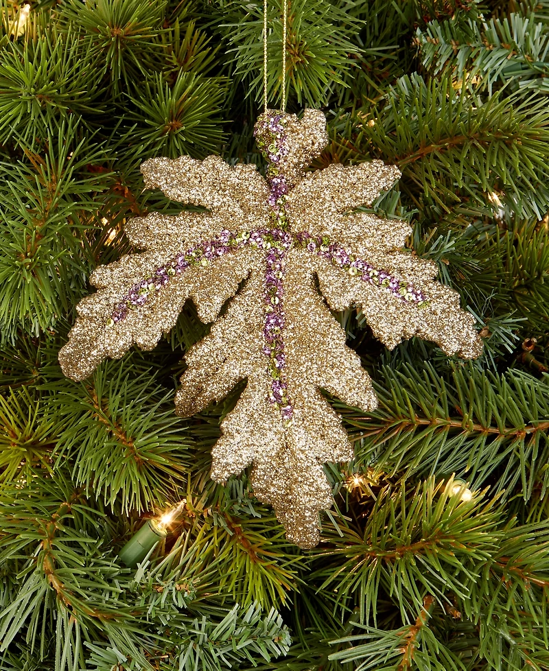 Holiday Lane Enchanted Forest Glitter Leaf Ornament, Macy's Exclusive