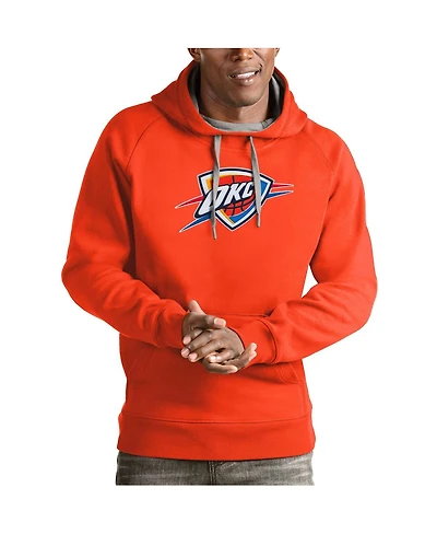 Antigua Men's Orange Oklahoma City Thunder Team Logo Victory Pullover Hoodie