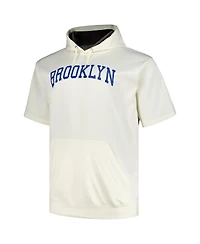 Profile Men's Oatmeal Brooklyn Dodgers Big Tall Cooperstown Collection Contrast Short Sleeve Pullover Hoodie