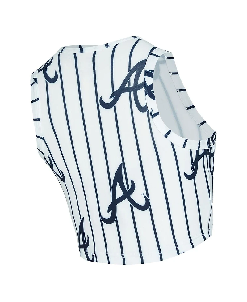 Concepts Sport Women's White Atlanta Braves Pinstripe Record Tank and Shorts Set