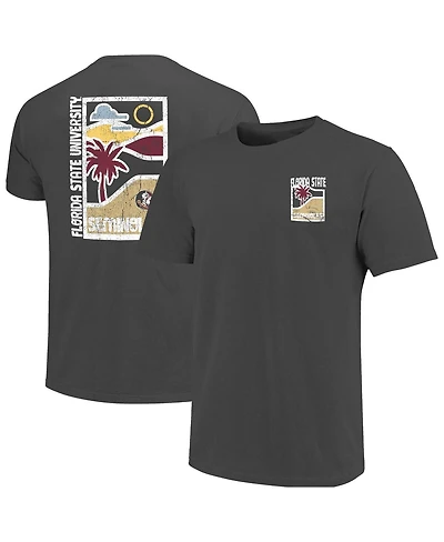 Image One Men's Graphite Florida State Seminoles Comfort Colors Minimal Vista Distressed Graphics T-Shirt