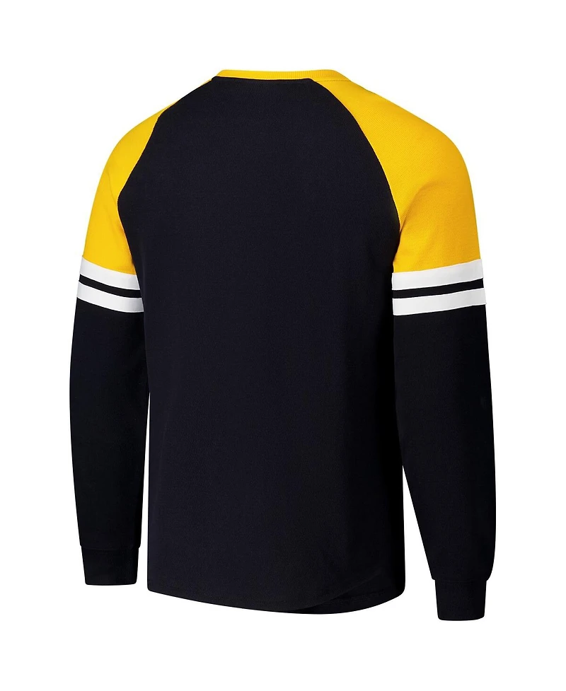 Mitchell & Ness Men's Black Pittsburgh Penguins Thermal Henley Long Sleeve T-Shirt