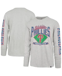 '47 Brand Men's Gray Philadelphia Phillies Big Tall Distressed Franklin Long Sleeve T-Shirt