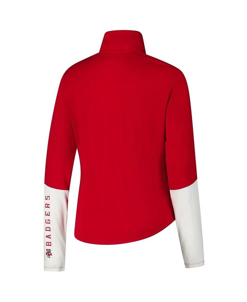 Under Armour Women's Red Wisconsin Badgers Gameday Knockout Sleeve Hit Quarter-Zip Jacket