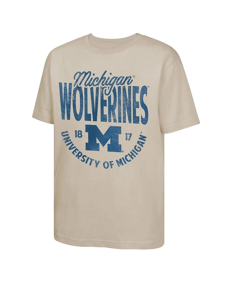 Outerstuff Big Boys and Girls Tan Michigan Wolverines News Flash T-Shirt