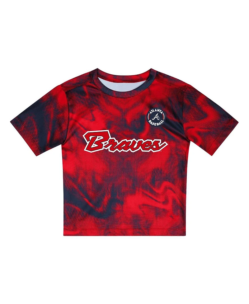 Outerstuff Toddler 3-Piece Red/Black Atlanta Braves Pinch Hitter Infielder T-Shirt and Shorts Set