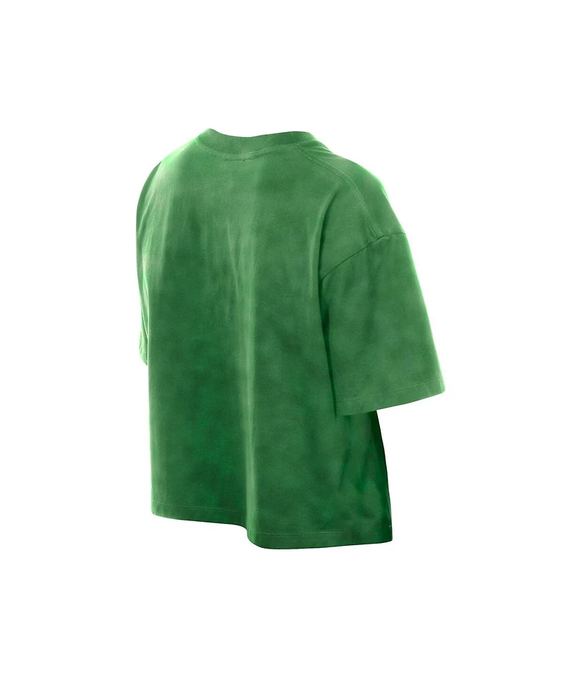 New Era Women's Kelly Green Philadelphia Eagles Cropped Boxy Sport Classics Mineral Wash T-Shirt