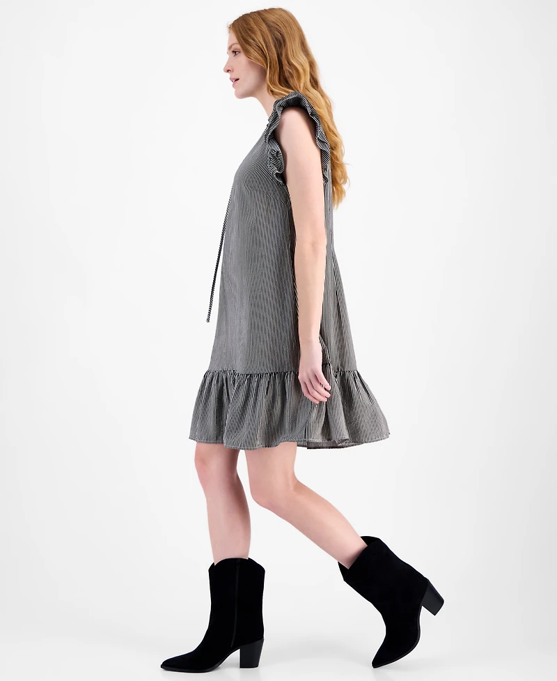 Sandra Darren Petite Flutter-Sleeve Striped Shift Dress
