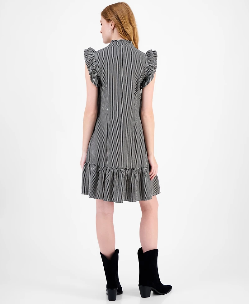 Sandra Darren Petite Flutter-Sleeve Striped Shift Dress