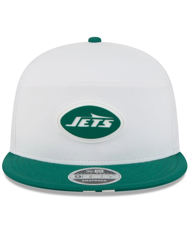 New Era Men's White/Green New York Jets 2025 Nfl Training Camp Split Panel 9FIFTY Snapback Hat