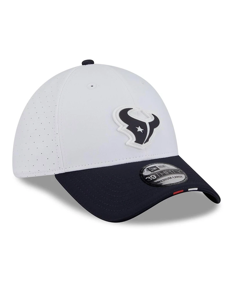 New Era Men's White/Navy Houston Texans 2025 Nfl Training Camp 39THIRTY Flex Hat