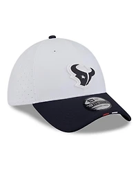 New Era Men's White/Navy Houston Texans 2025 Nfl Training Camp 39THIRTY Flex Hat