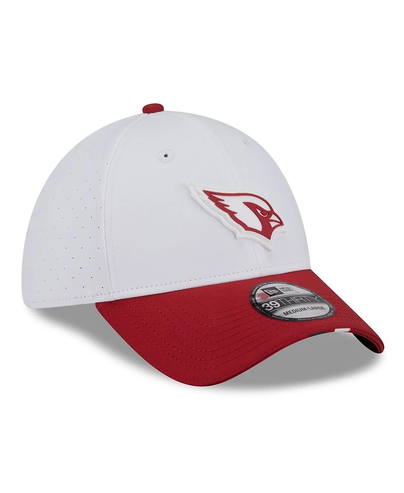 New Era Men's White/Cardinal Arizona Cardinals 2025 Nfl Training Camp 39THIRTY Flex Hat