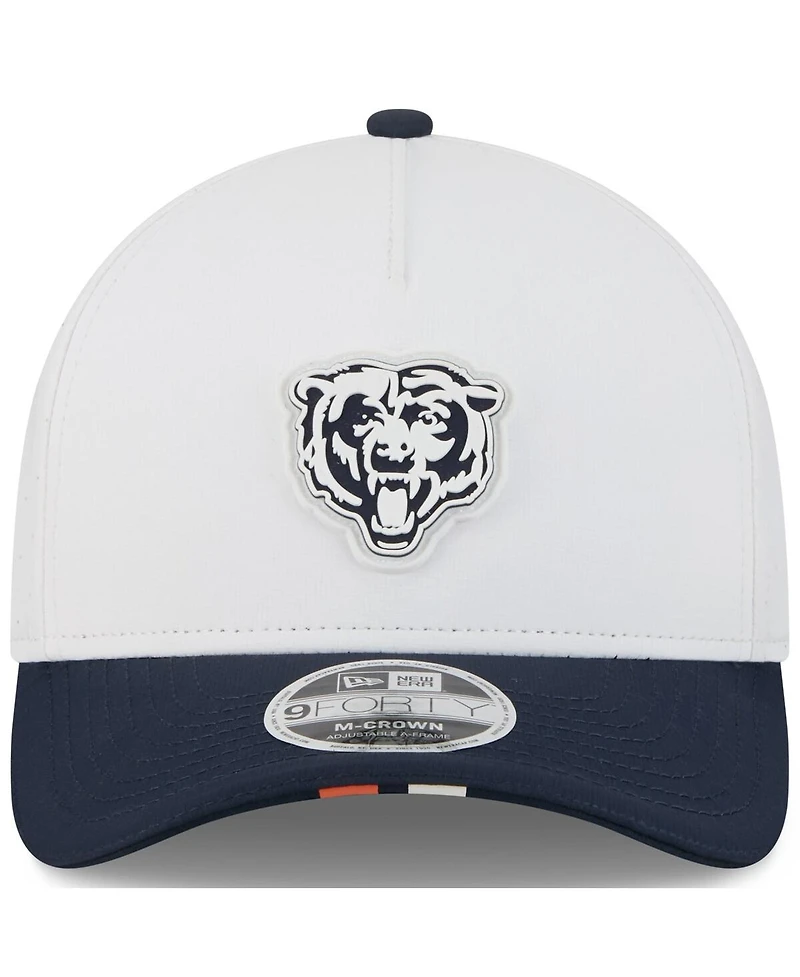 New Era Big Boys and Girls White/Navy Chicago Bears 2025 Nfl Training Camp A-Frame 9FORTY Adjustable Hat