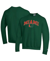Champion Men's Green Miami Hurricanes Arch Over Logo Pullover Sweatshirt