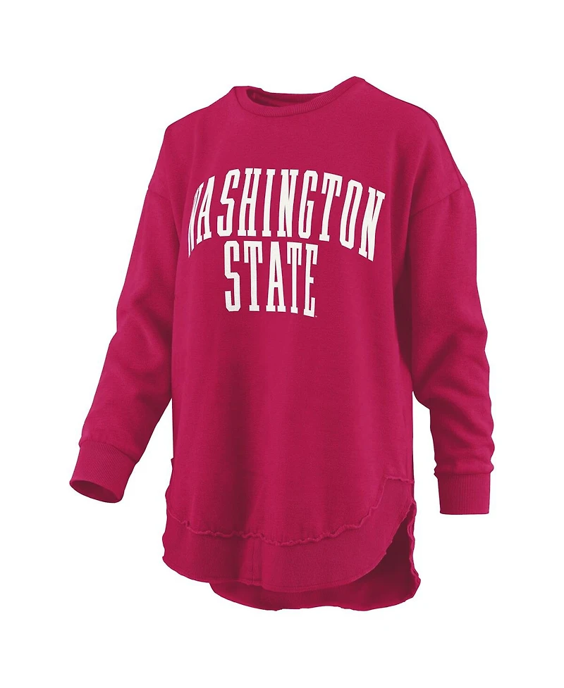 Pressbox Women's Crimson Washington State Cougars Melange Poncho Vintage Fleece Long Sleeve Pullover Sweatshirt