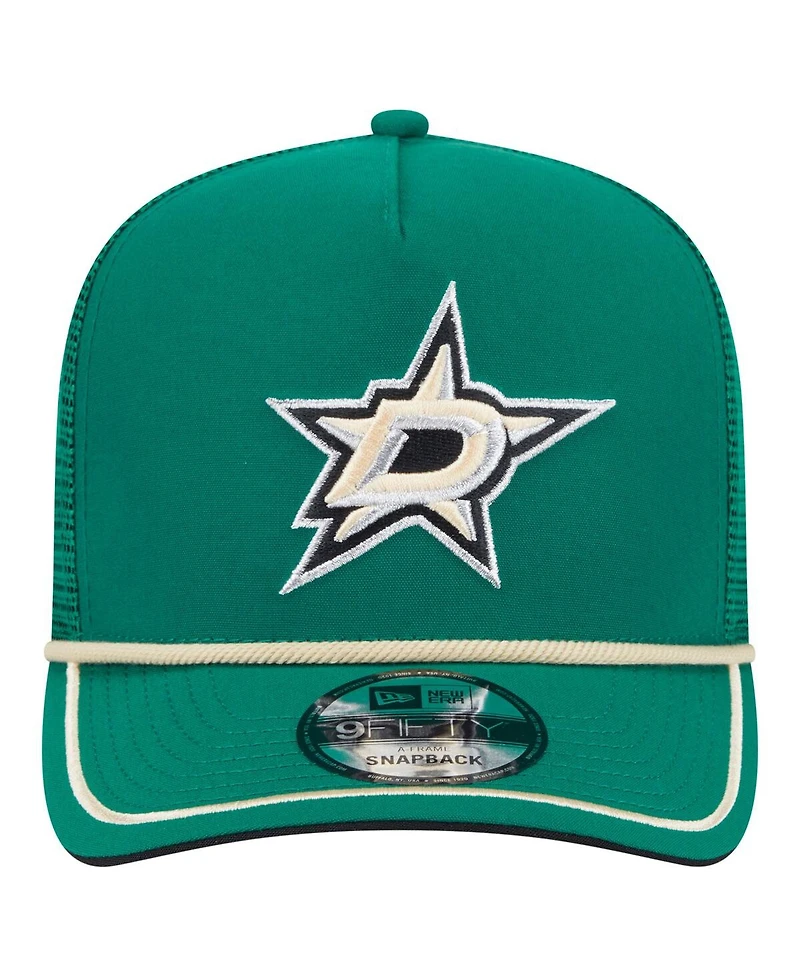 New Era Men's Kelly Green Dallas Stars Vintage Team Rope A-Frame 9FIFTY Snapback Hat