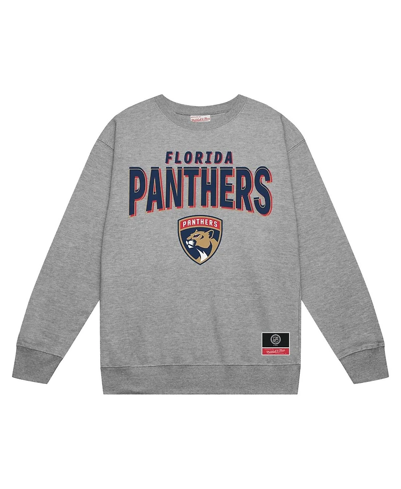 Mitchell & Ness Men's Heather Gray Florida Panthers 2025 Stanley Cup Champions Pullover Sweatshirt