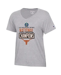Champion Women's Gray Texas Longhorns 2025 Ncaa Softball Women's College World Series Champions Locker Room V-Neck T-Shirt