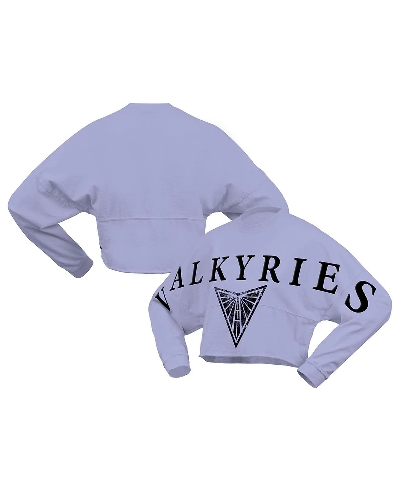 Spirit Jersey Women's Violet Golden State Valkyries Jumbo Print Oversized Cropped Long-Sleeve T-Shirt