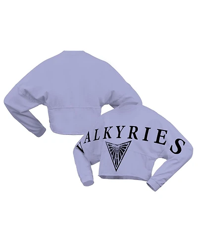 Spirit Jersey Women's Violet Golden State Valkyries Jumbo Print Oversized Cropped Long-Sleeve T-Shirt