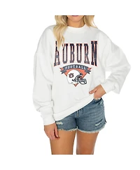 Gameday Couture Women's White Auburn Tigers Good Vibes Premium Fleece Drop Shoulder Pullover Sweatshirt