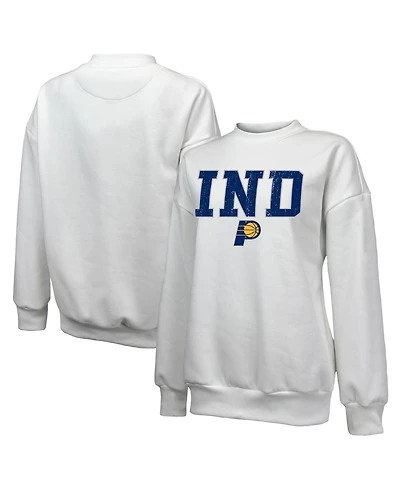 Majestic Women's White Indiana Pacers Classic Tri-Blend Pullover Sweatshirt