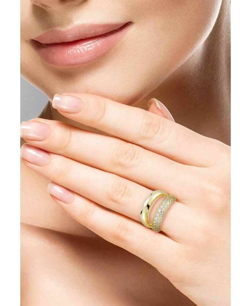 Rachel Zoe 14K Gold Plated Sterling Silver Double Dome Ring