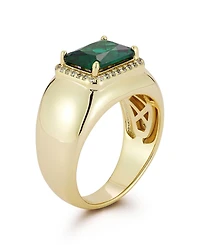 Rachel Zoe 14K Gold Plated Sterling Silver Green Radiant Cut Dome Ring