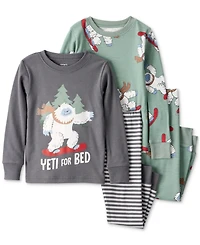 Carter's Toddler Boys Yeti-Print 100% Cotton Long-Sleeve Snug-Fit 4-Piece Pajamas