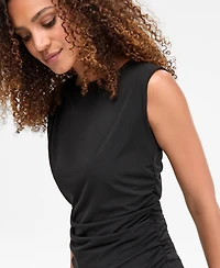 I.n.c. International Concepts Women's Short-Sleeve Ruched Boatneck Top, Macy's Exclusive